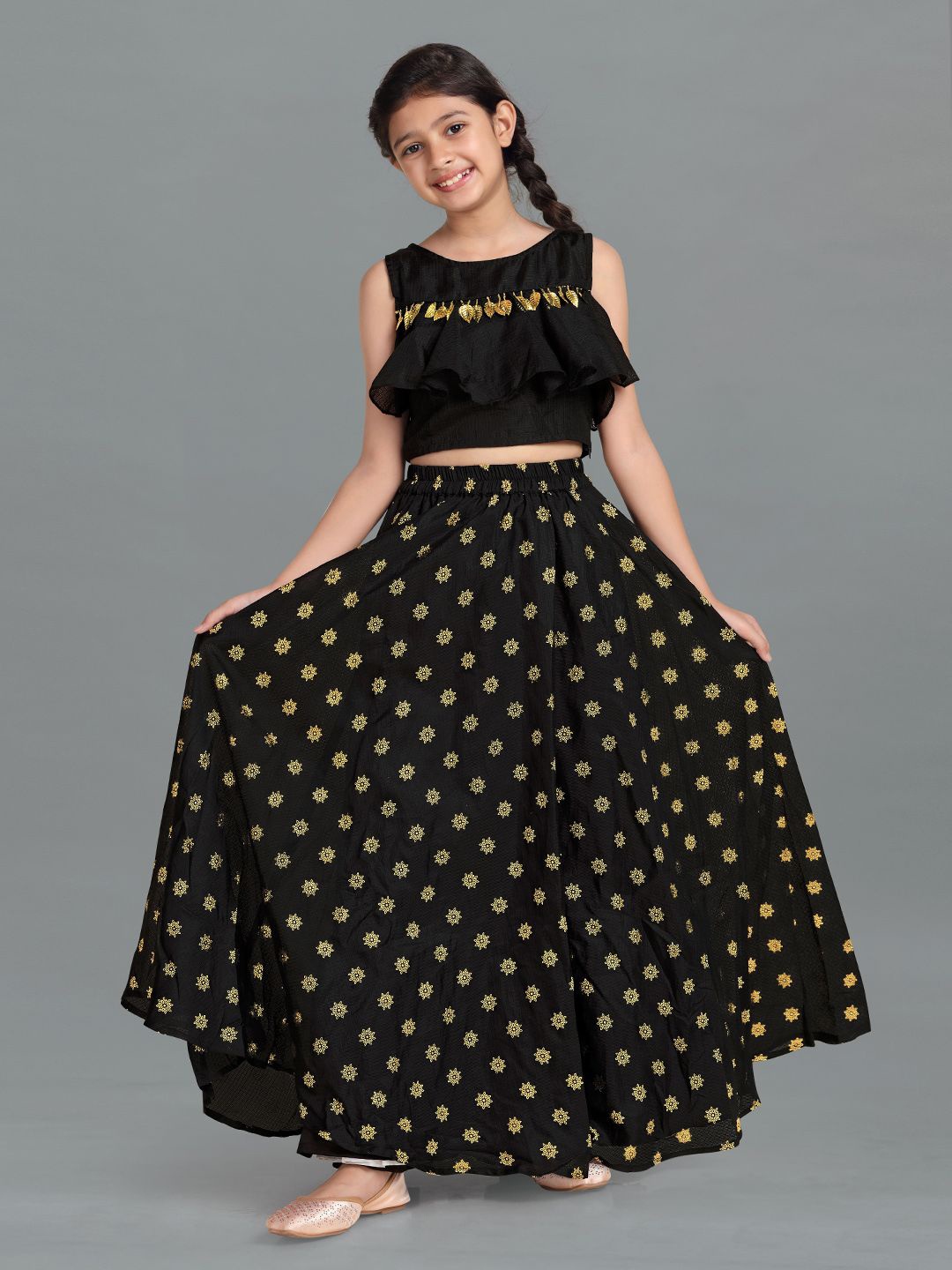 

BAESD Girls Ready to Wear Lehenga with Blouse, Black