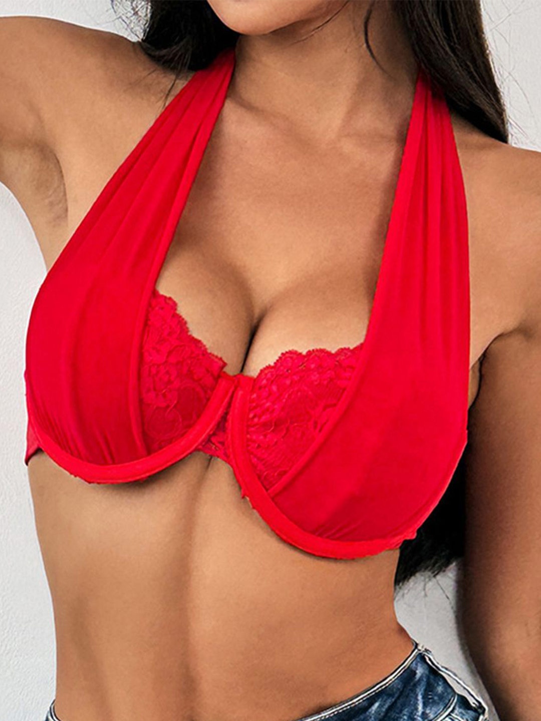

LULU & SKY Women Solid Shoulder Straps Top, Red