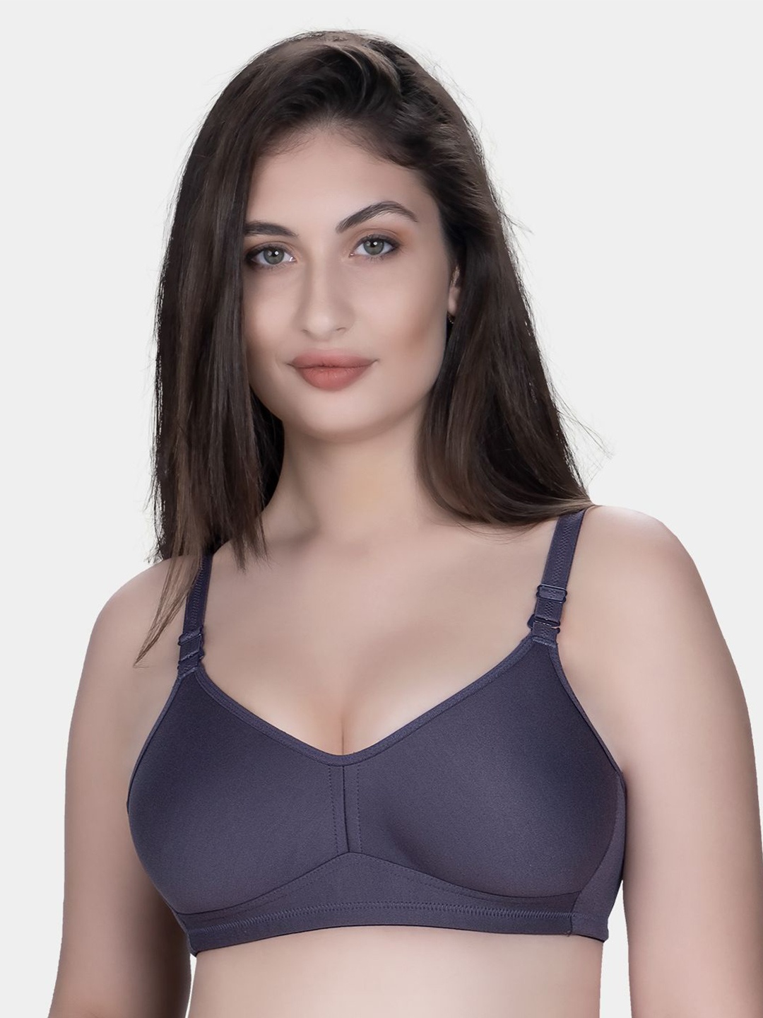 

Trylo Riza Minimizer Cotton Fabric Non-Padded Non-Wired Seamless Molded Bra, Grey