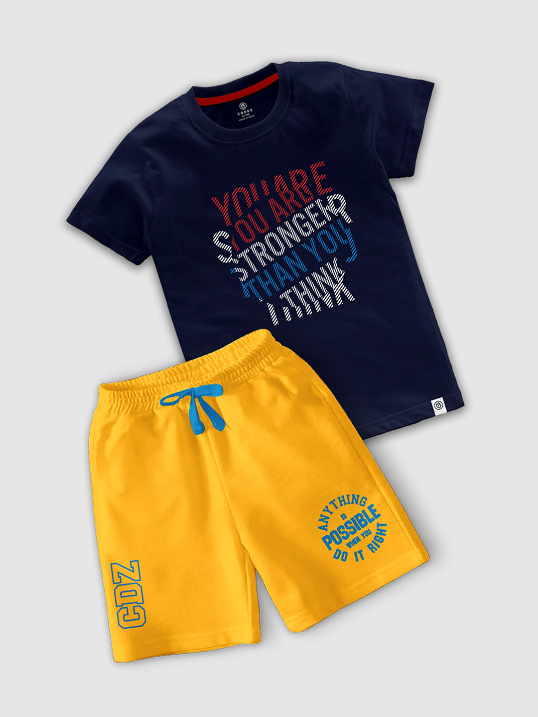 

CODEZ Boys Printed Round Neck T-shirt With Shorts, Navy blue
