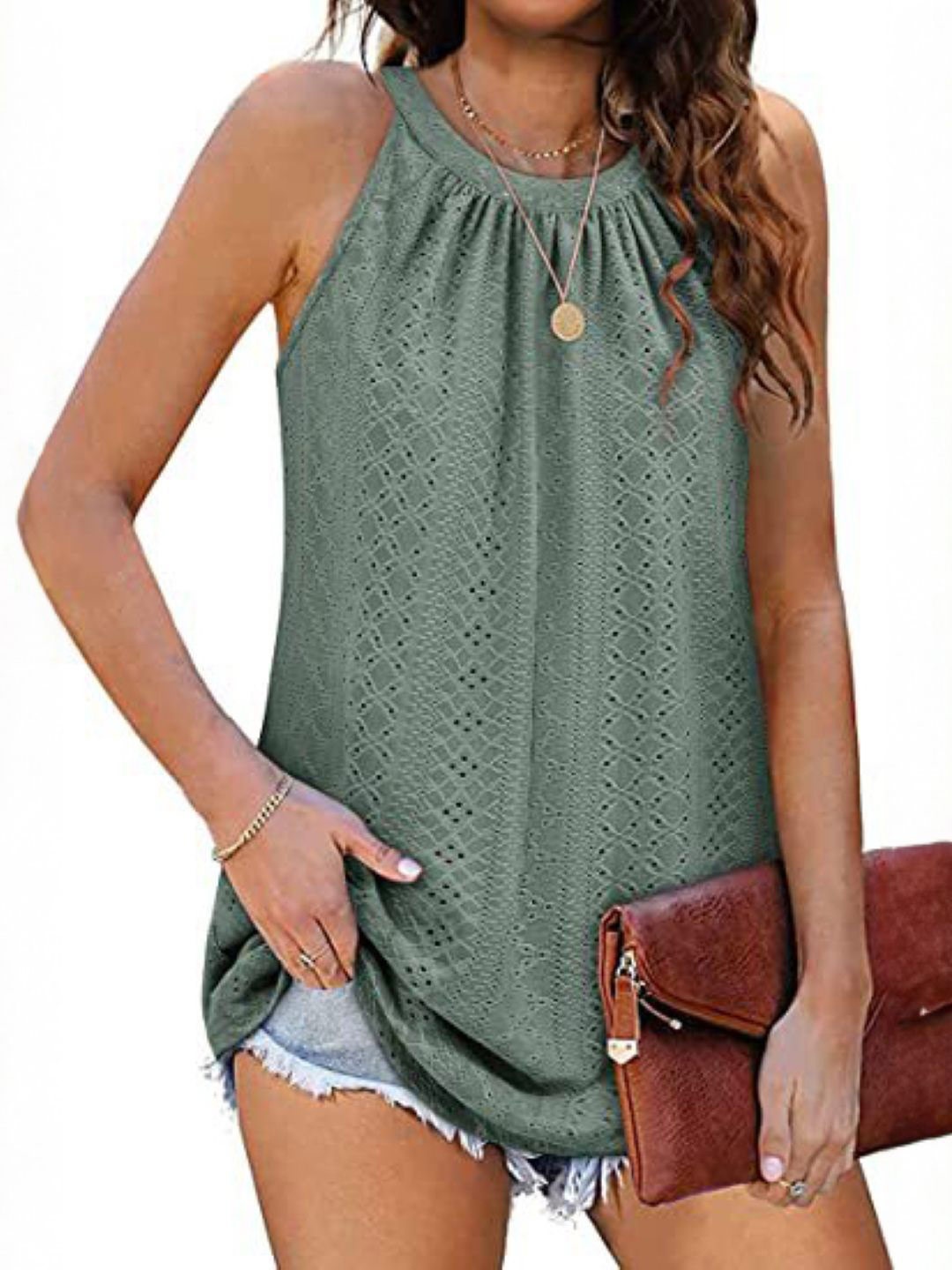 

StyleCast Women Self Design Round Neck Top, Green