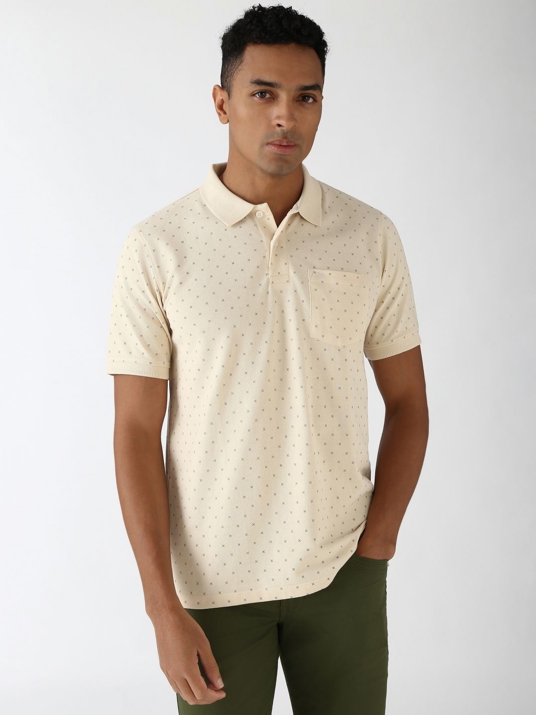 

Peter England Men Polo Collar Pockets T-shirt, Beige