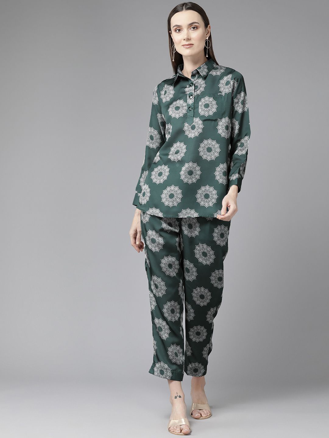 

BAESD Printed Tunic & Trouser Co-Ord Set, Green