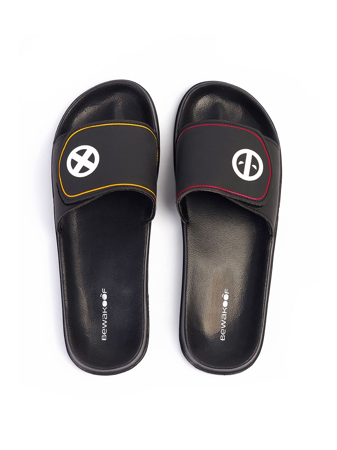 

Bewakoof Men Printed Rubber Sliders, Black