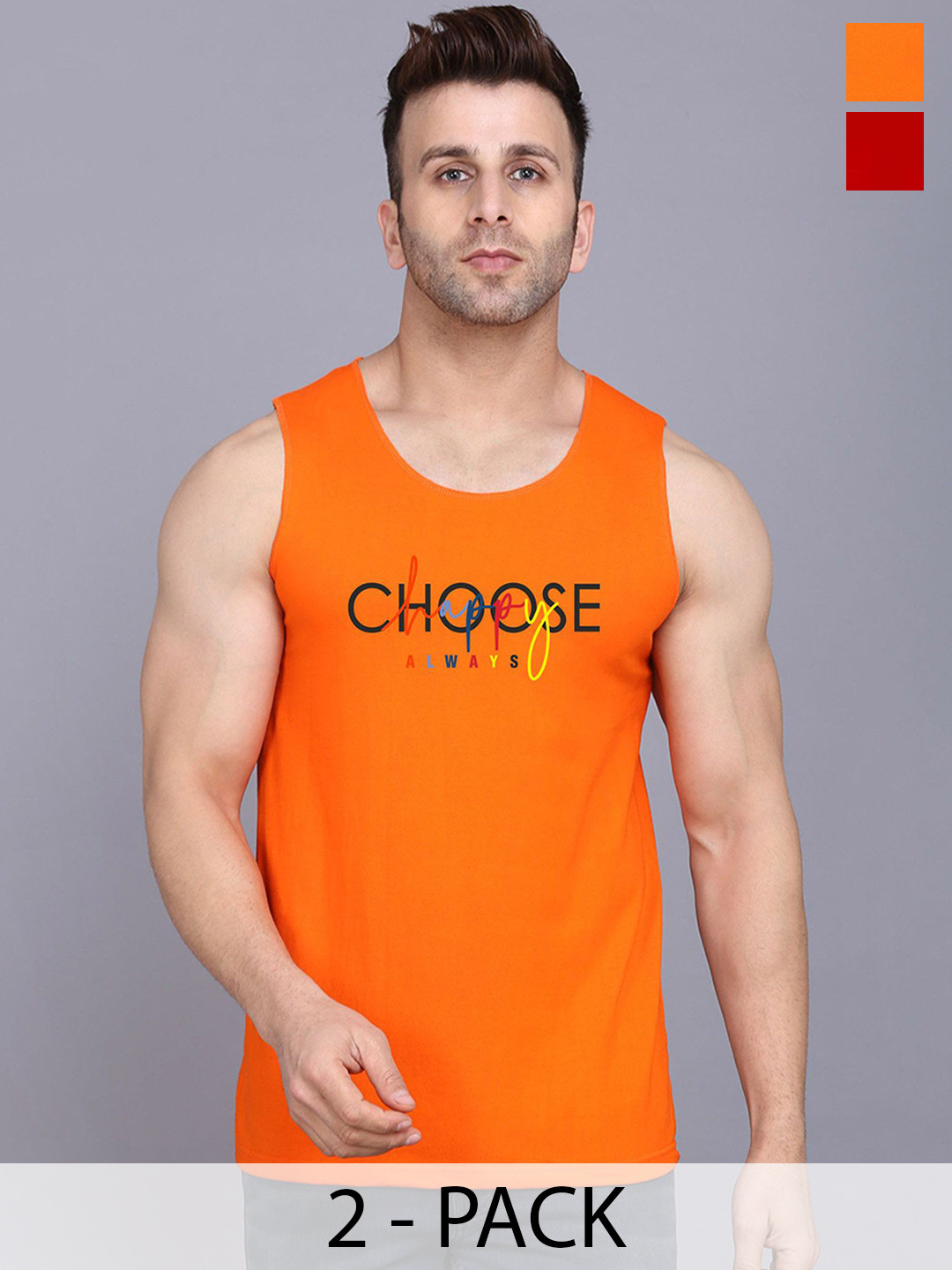 

SLOWLORIS 2Pcs Sleeveless Innerwear Gym Vests, Red