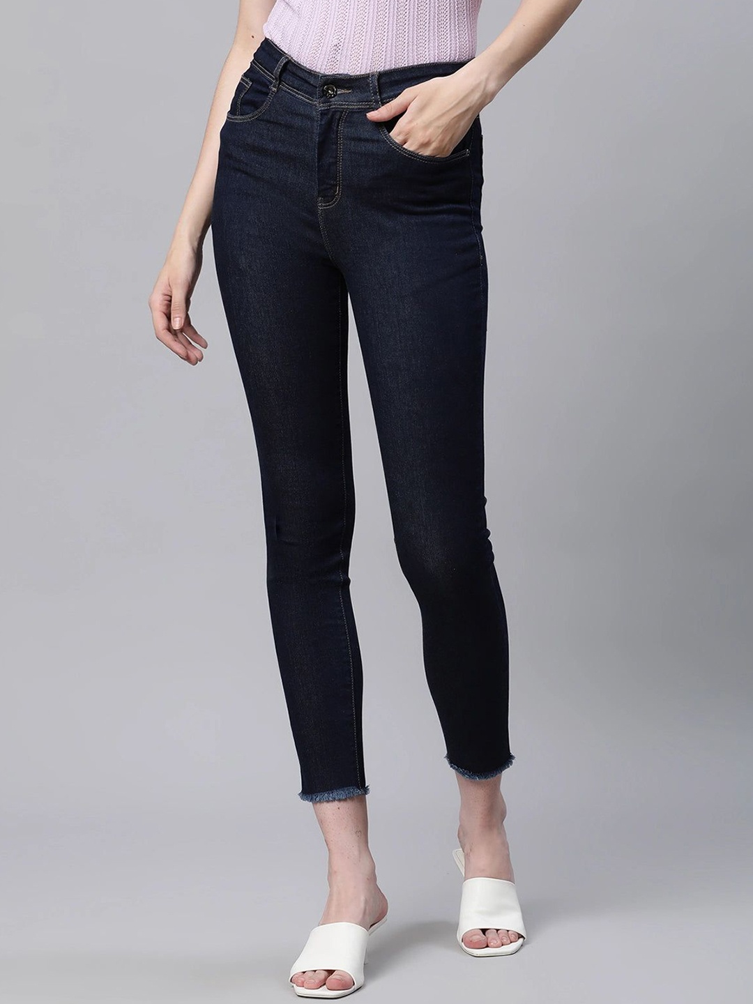 

Global Republic Women Comfort Slim Fit High-Rise Cotton Stretchable Jeans, Blue