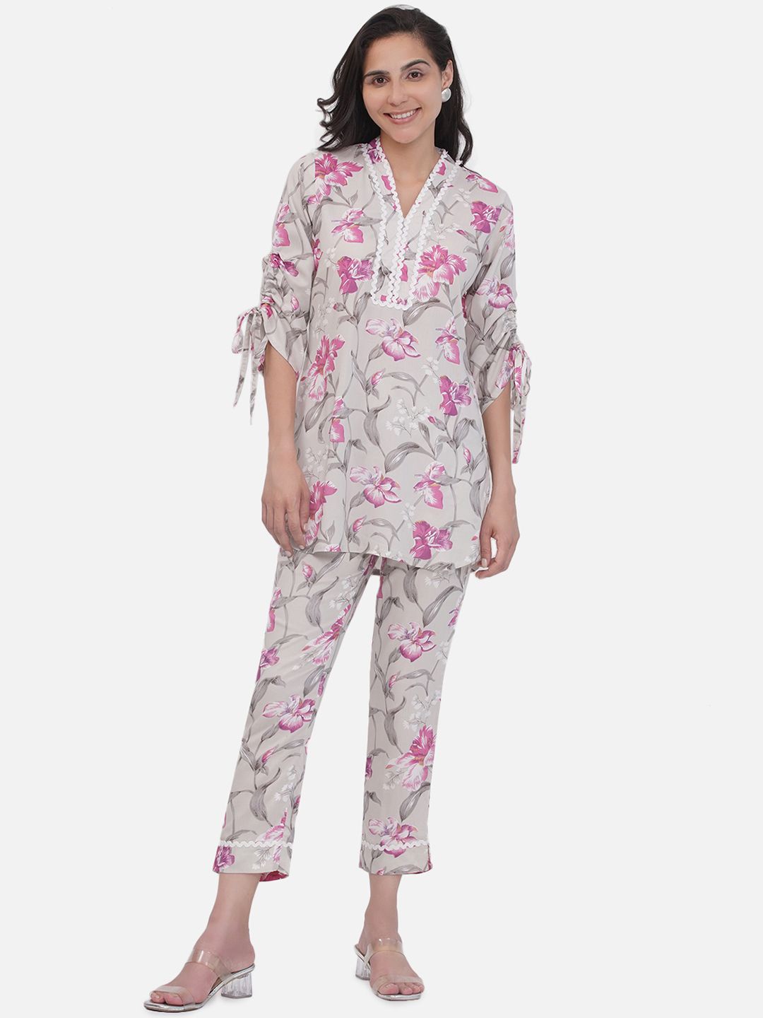 

KALINI Printed Tunic & Trouser Co-Ords, Grey