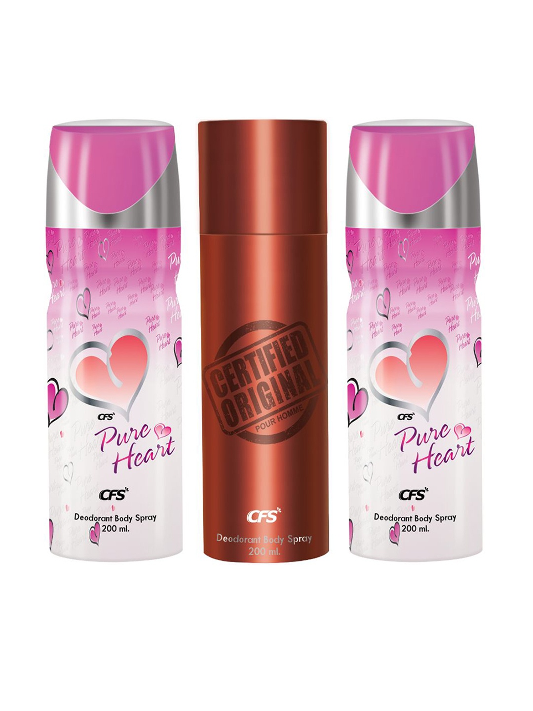 

CFS Set of 3 Long Lasting Deodorant Body Spray - 200 ml each, Pink