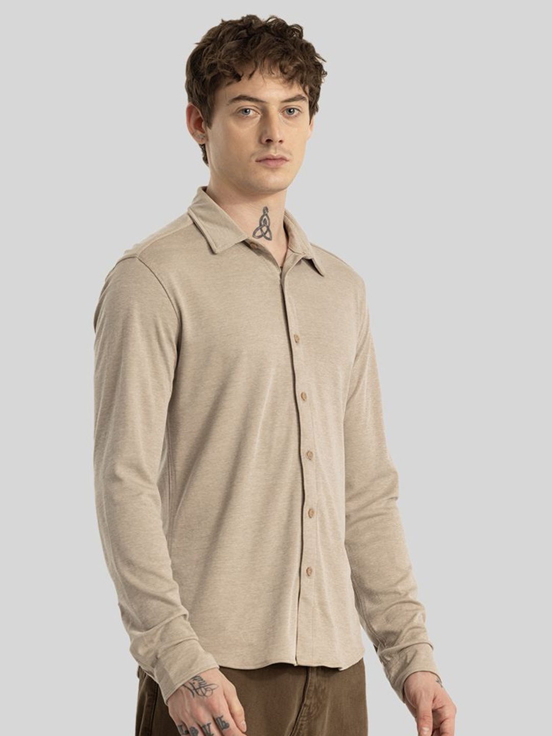 

Snitch Men Smart Slim Fit Opaque Casual Shirt, Khaki