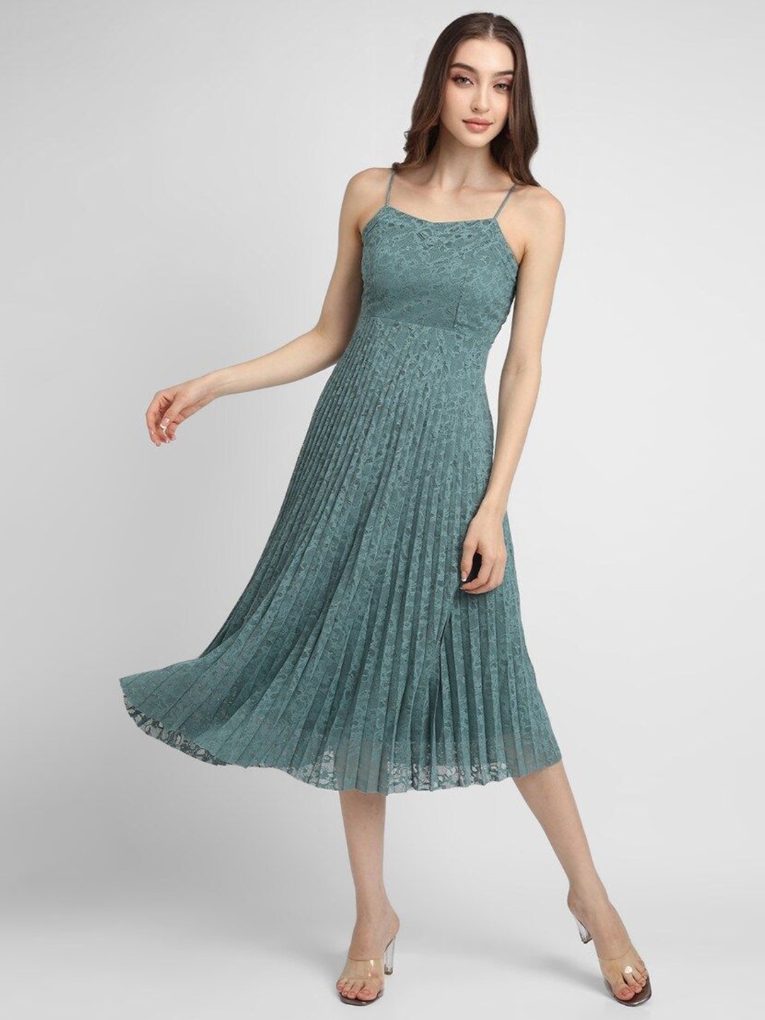 

FOREVER 21 Fit & Flare Midi Dress, Green