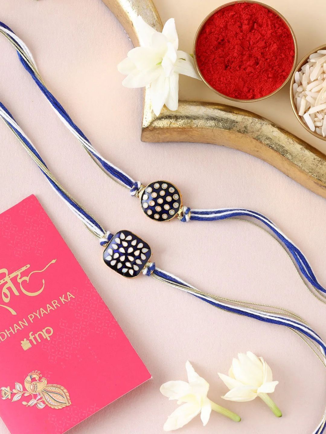 

fnp Meenakari Bhaiya Bhabhi Rakhi Lumba Rakhis, Blue
