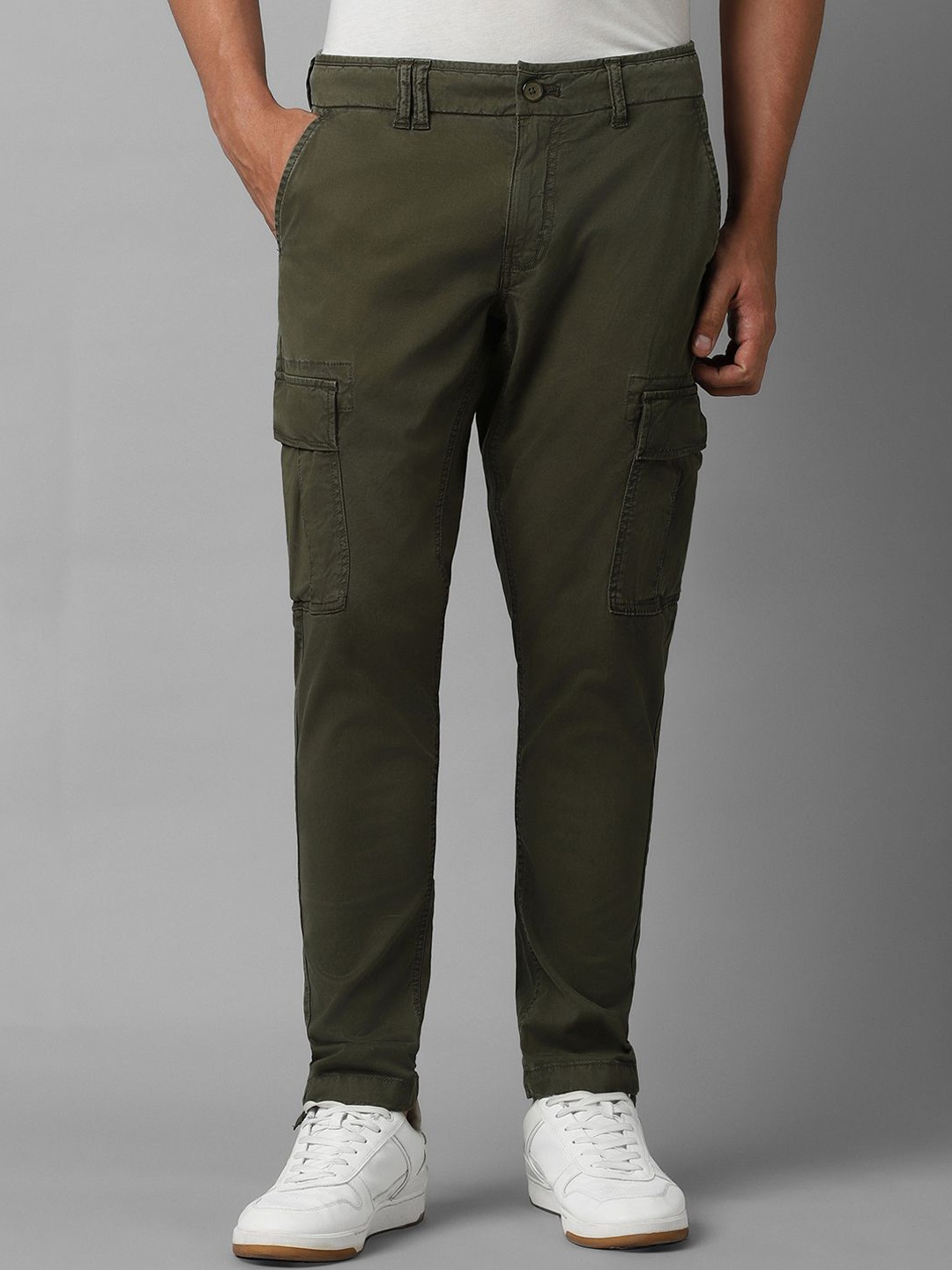 

Louis Philippe Jeans Men Slim Fit Cargos Trousers, Olive