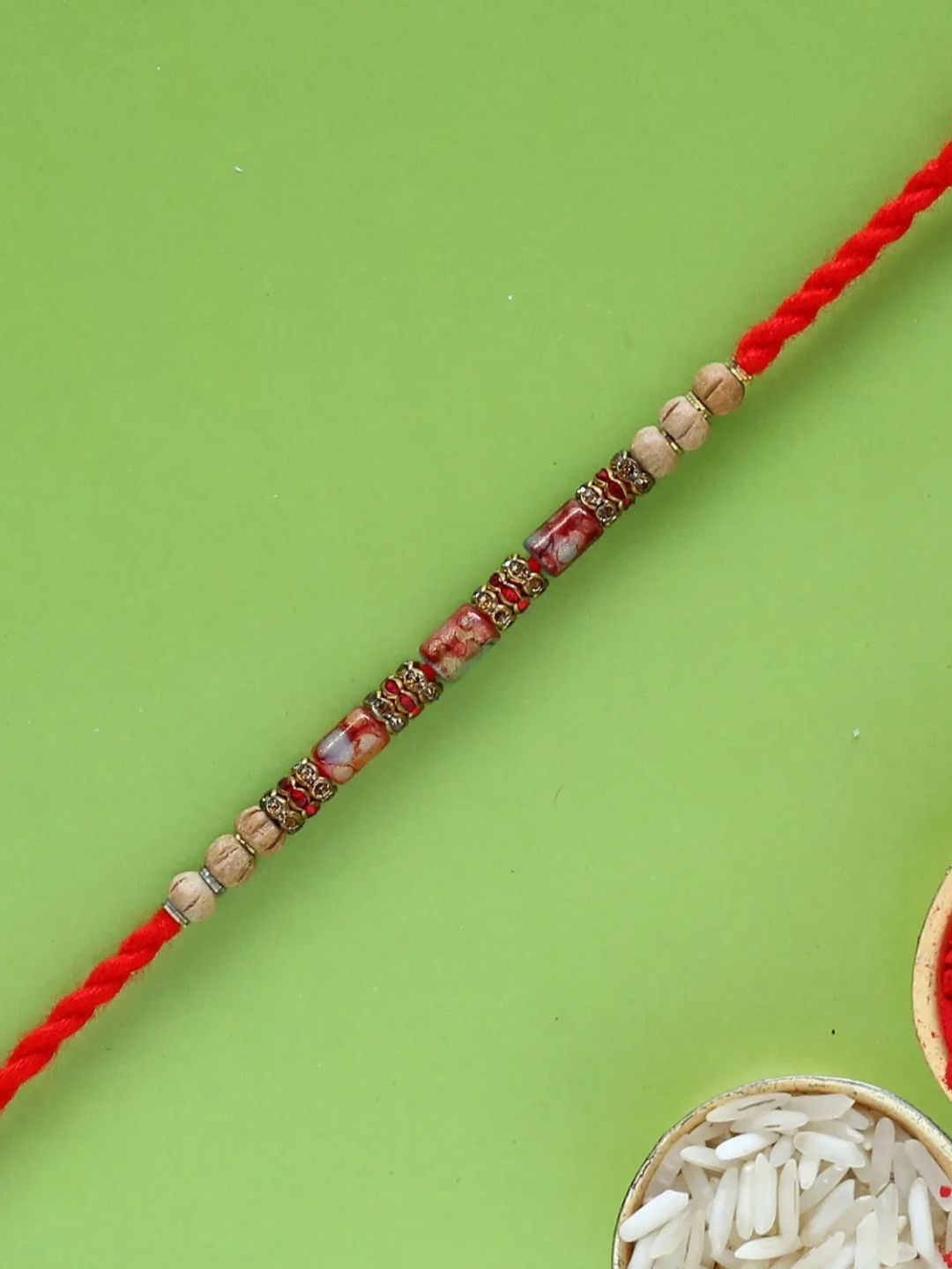 

fnp Moonlit Serenade Beads Rakhi Classic Pearls, Red
