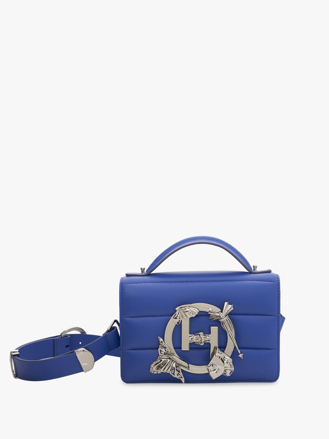 

Outhouse Textured Leather Half Moon Handheld Bag with Tasselled, Blue