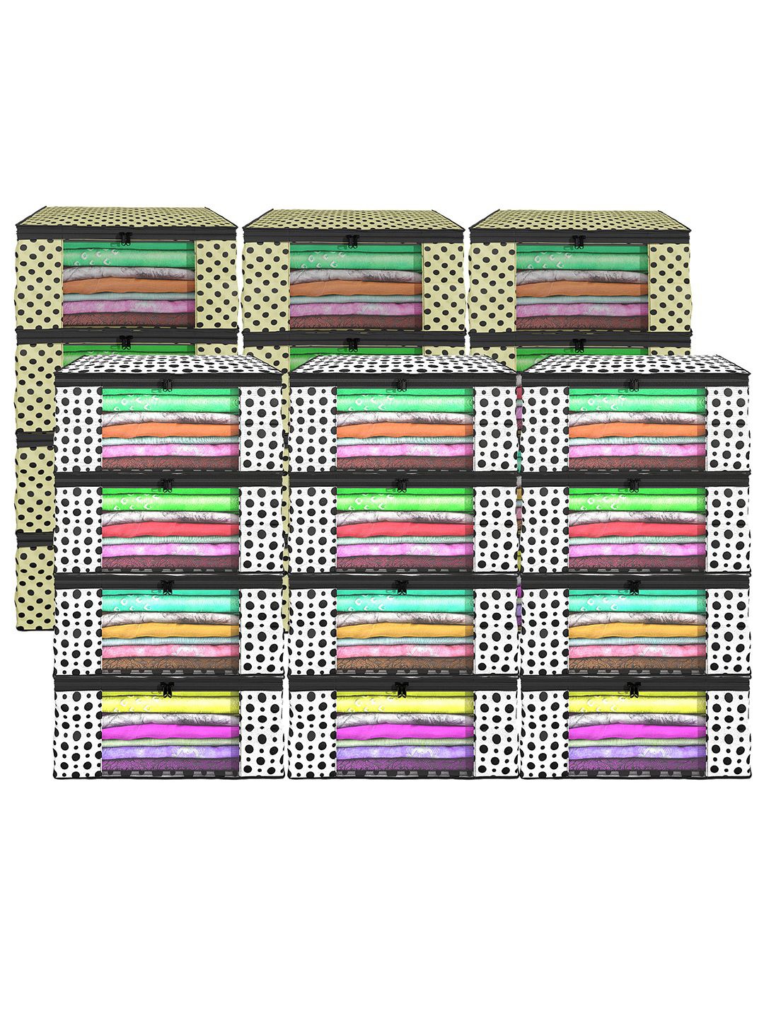 

Kuber Industries Cream & Black 24 Pieces Printed Multi-Utility Organisers