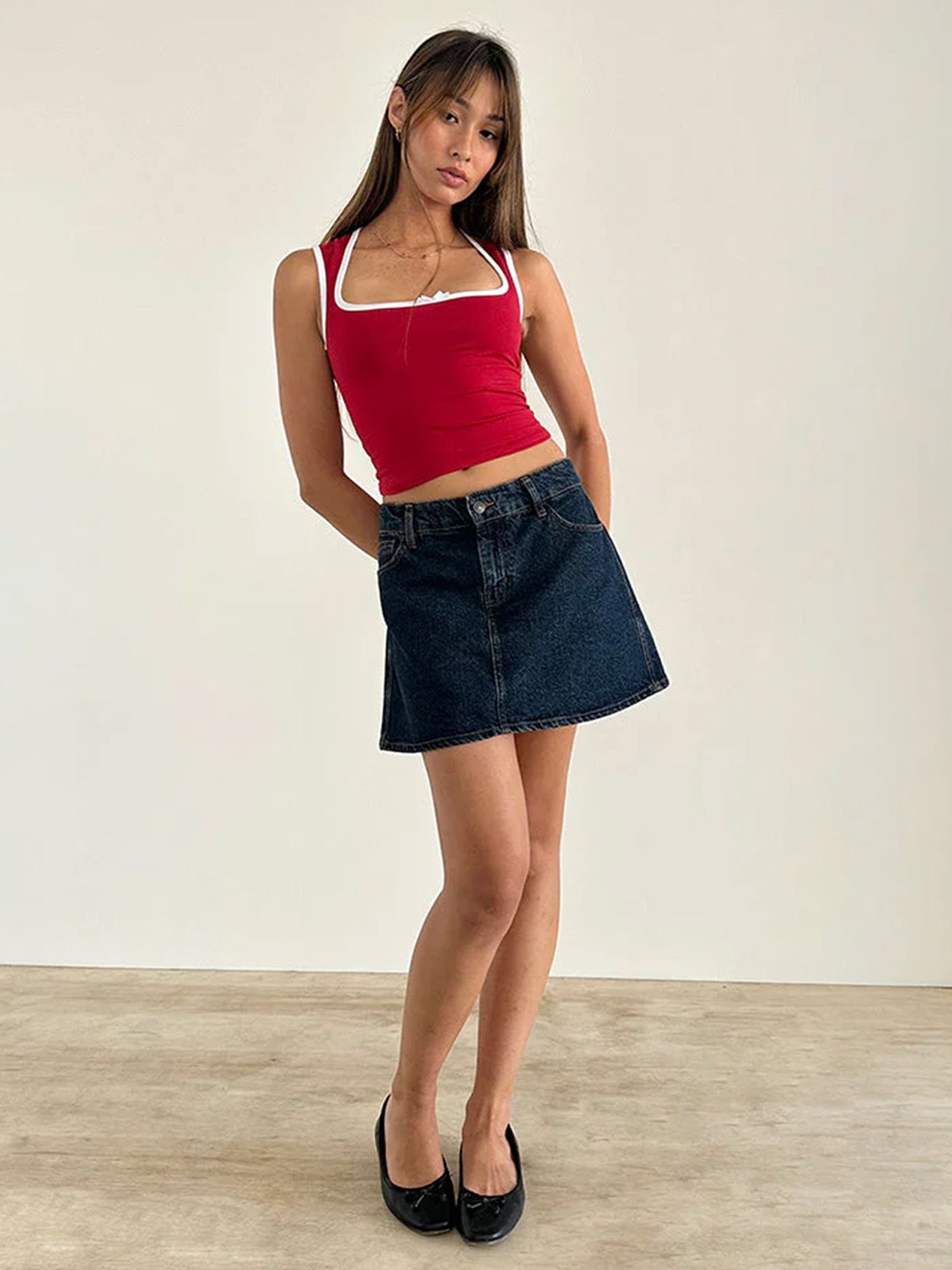 

LULU & SKY Women Solid Shoulder Straps Top, Red
