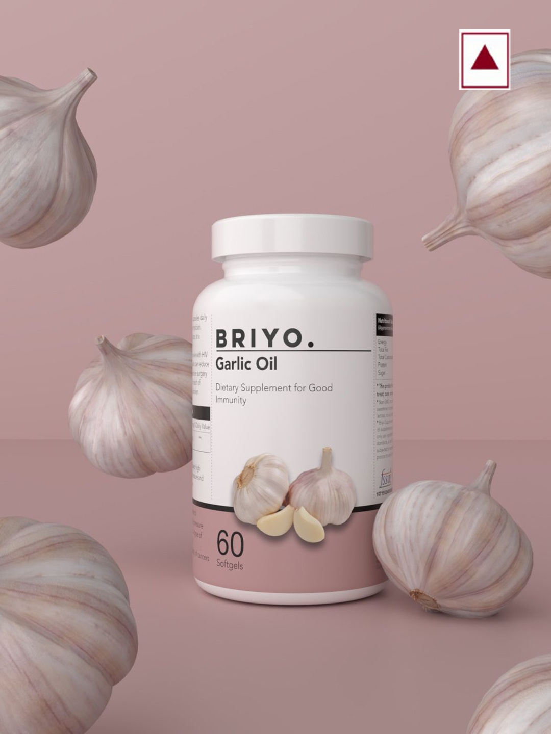 

BRIYO Odorless Garlic Softgels-60 Capsules, Transparent