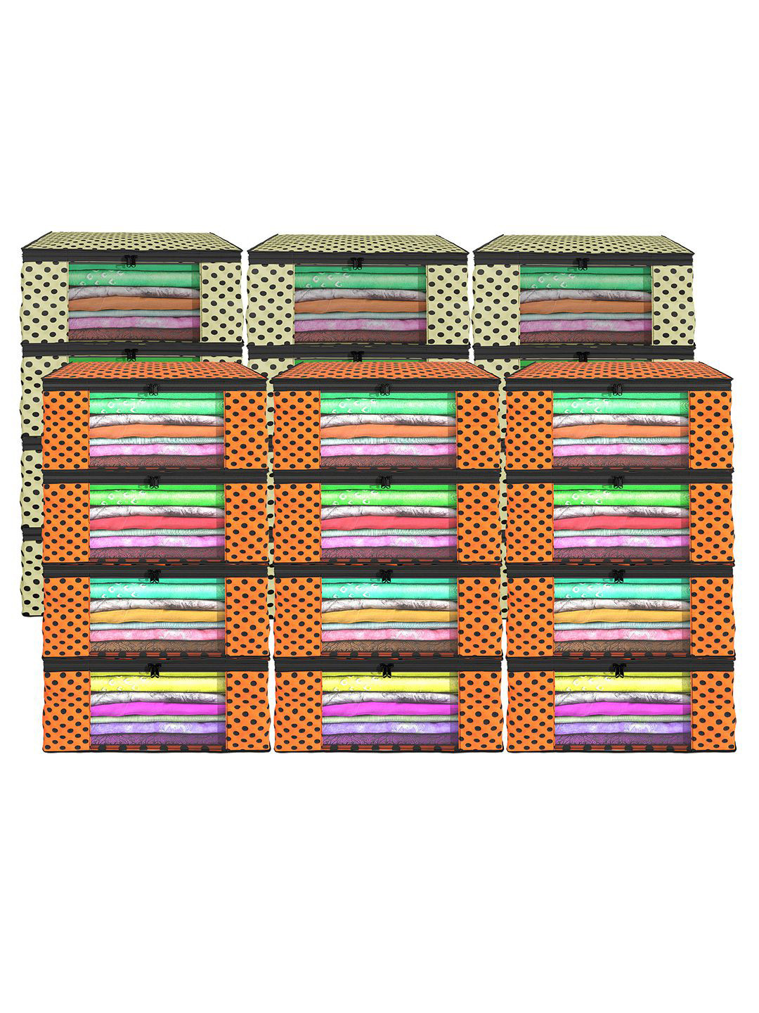 

Kuber Industries Cream & Orange 24 Pieces Printed Foldable Multi Utility Organisers