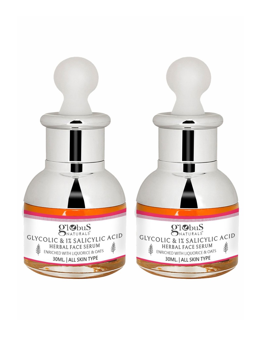 

Globus naturals Set Of 2 Glycolic & 1% Salicylic Acid Anti Acne Face Serum- 30ml Each, Na