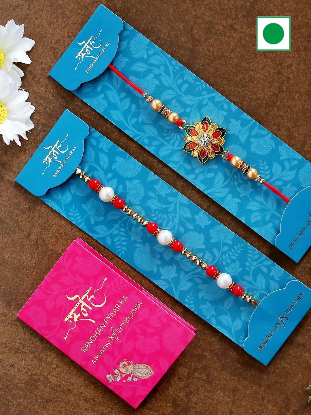 

fnp Capsule Kundan Rakhi Set Mauli Rakhis, Red