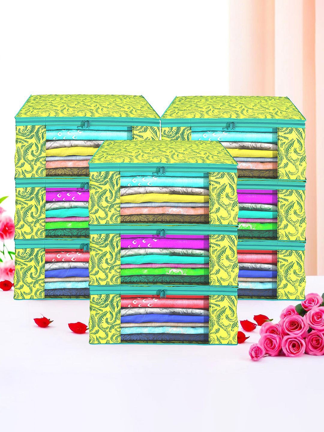 

Kuber Industries Green Set of 9 Regular Drawer Organiser Organisers