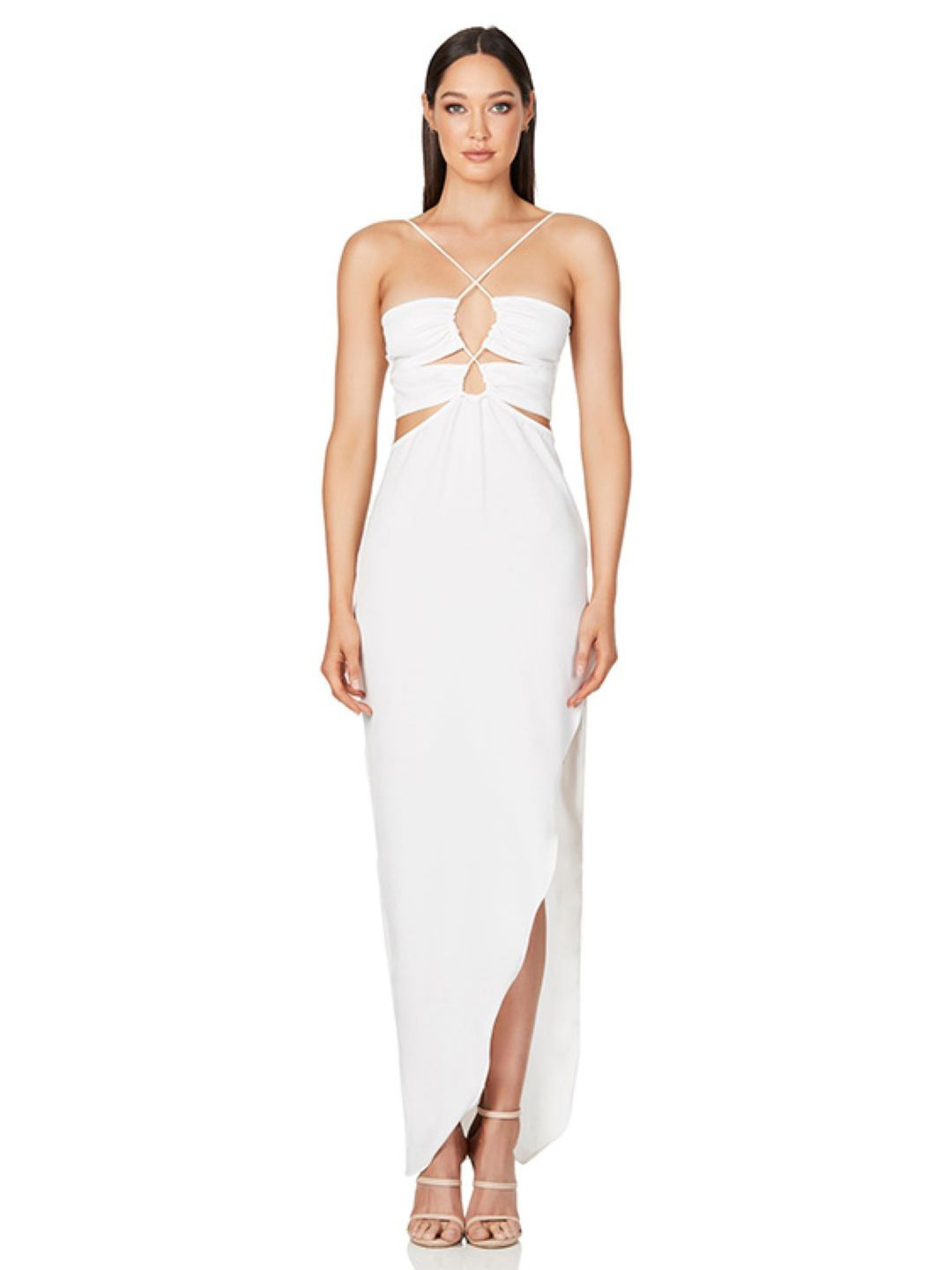 

StyleCast Shoulder Straps Solid Bodycon Maxi Dress, White