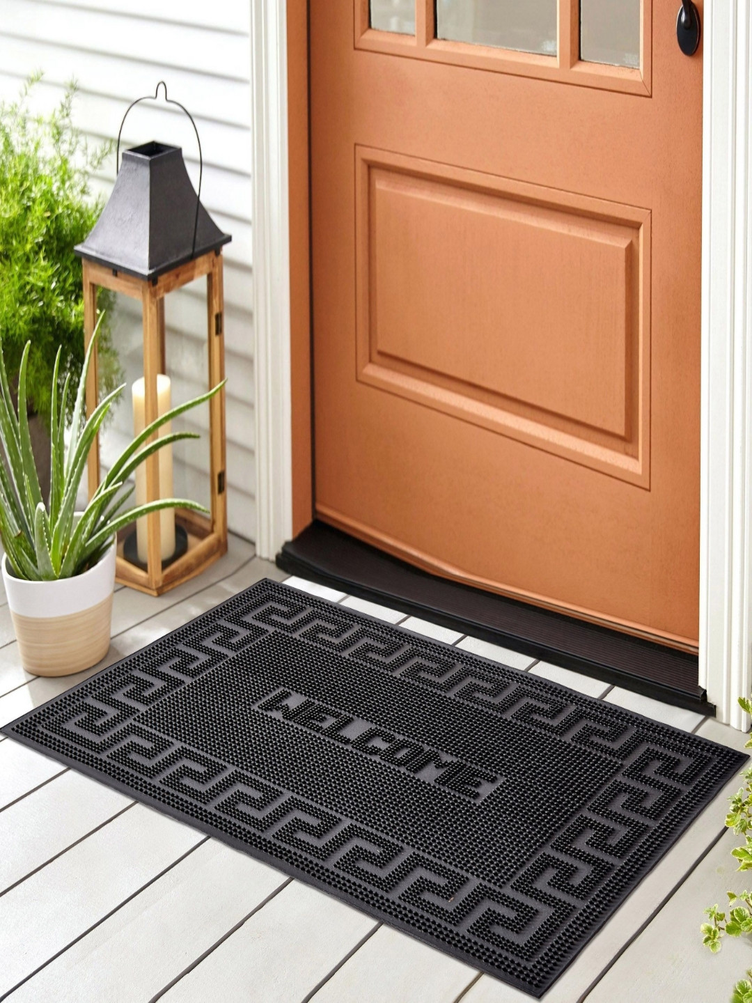

Home Centre Black Self-Designed Anti-Skid Doormat