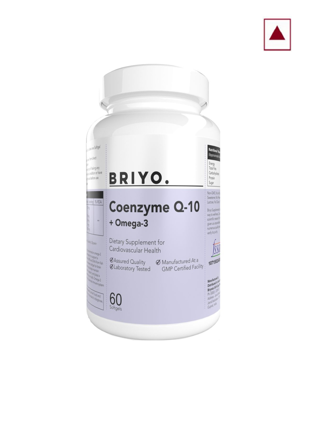 

BRIYO CoenzymeQ10 Plus Omega 3 Soft Gel Capsules-60 Capsules, Red