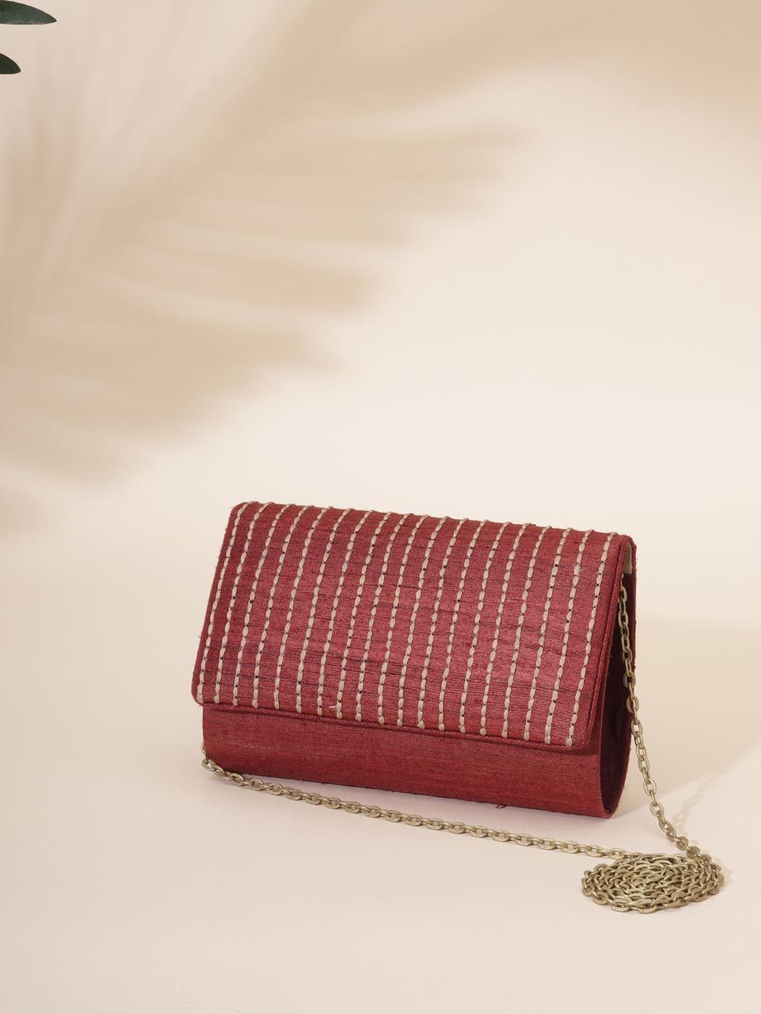 

Fabindia Embroidered Silk Purse Clutch, Maroon