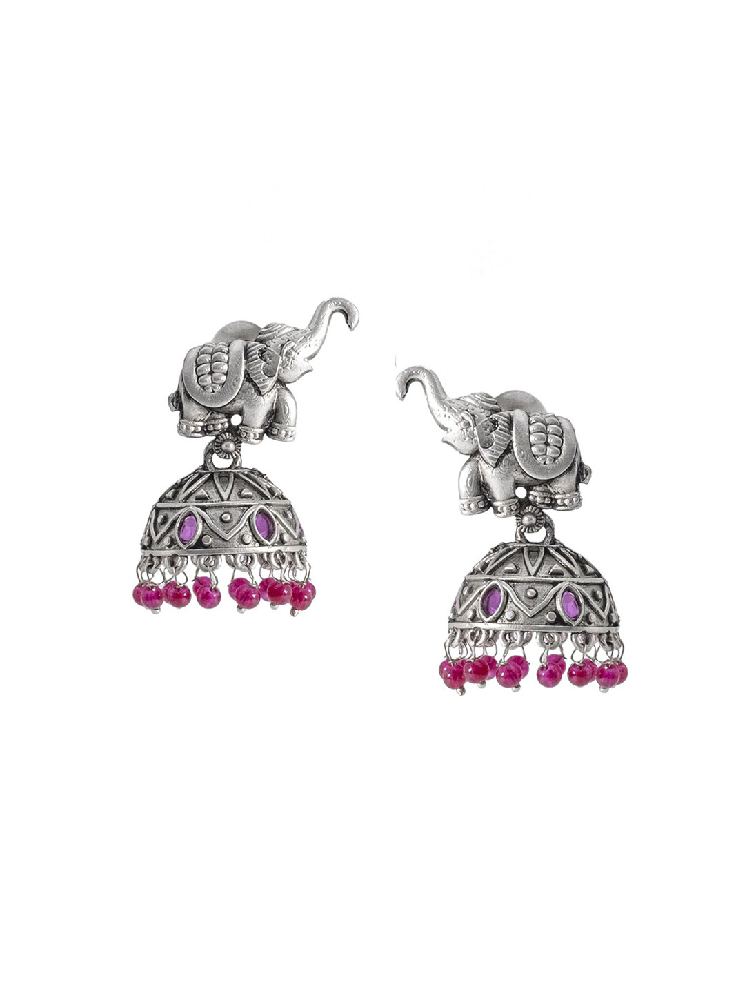 

Shining Jewel - By Shivansh Contemporary Jhumkas Earrings, Maroon