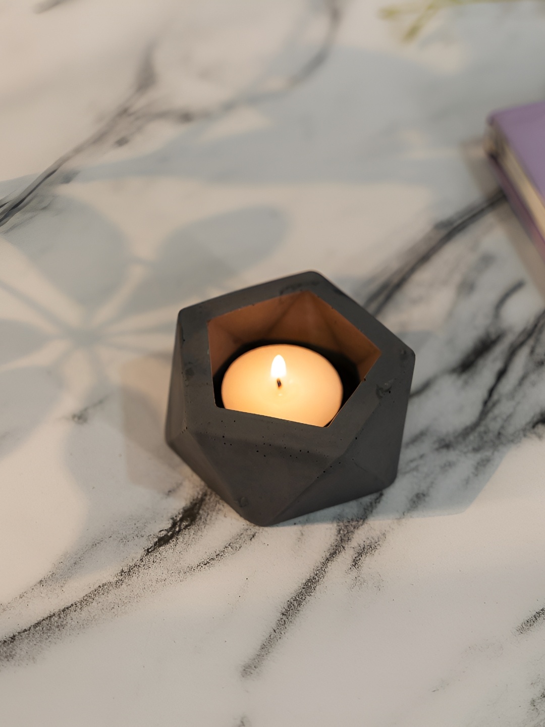 

Greyt GeoGlow Grey Stoneware Candle Holder