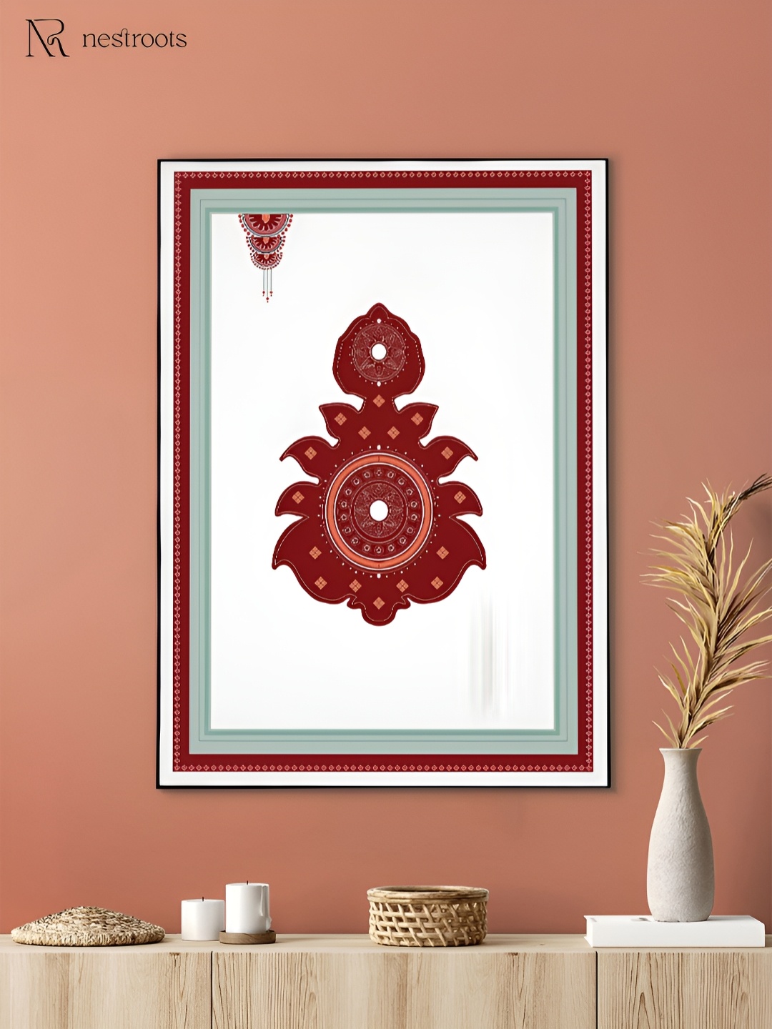 

nestroots Maroon & White 1 Piece Canvas Other Wall Paintings