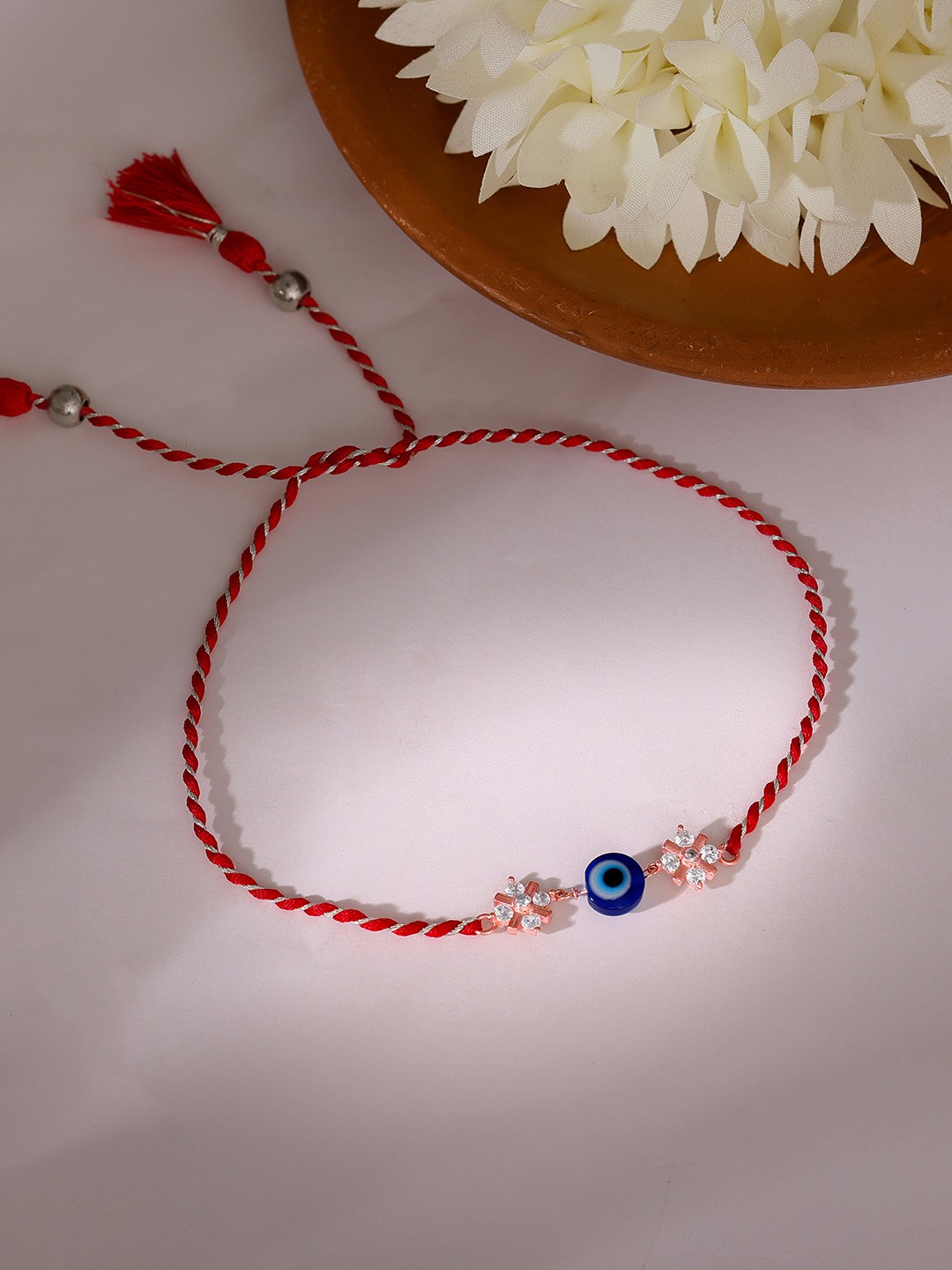 

GIVA Men Rose Gold-Plated CZ-Studded Rakhi With Roli Chawal