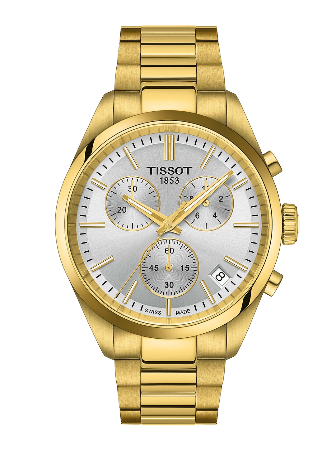 

TISSOT Men Dial & Stainless Steel Bracelet Style Straps Analogue Watch T1504173303100, Silver