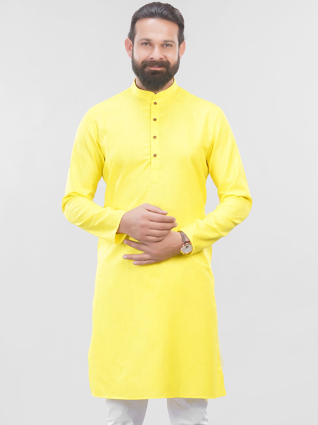 

LA'SCOOT Men Regular Pure Cotton Kurta with Pyjamas, Yellow