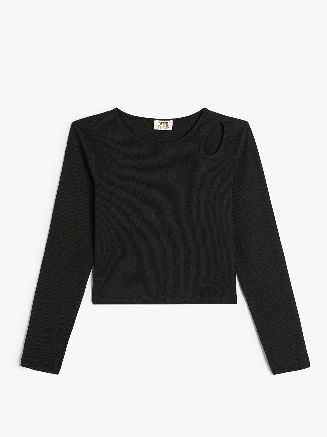 

Koton Girls Solid Round Neck Cotton Top, Black