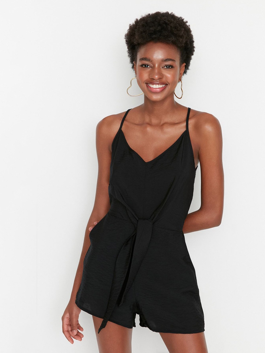 

Trendyol Women Sleeveless Playsuit, Black