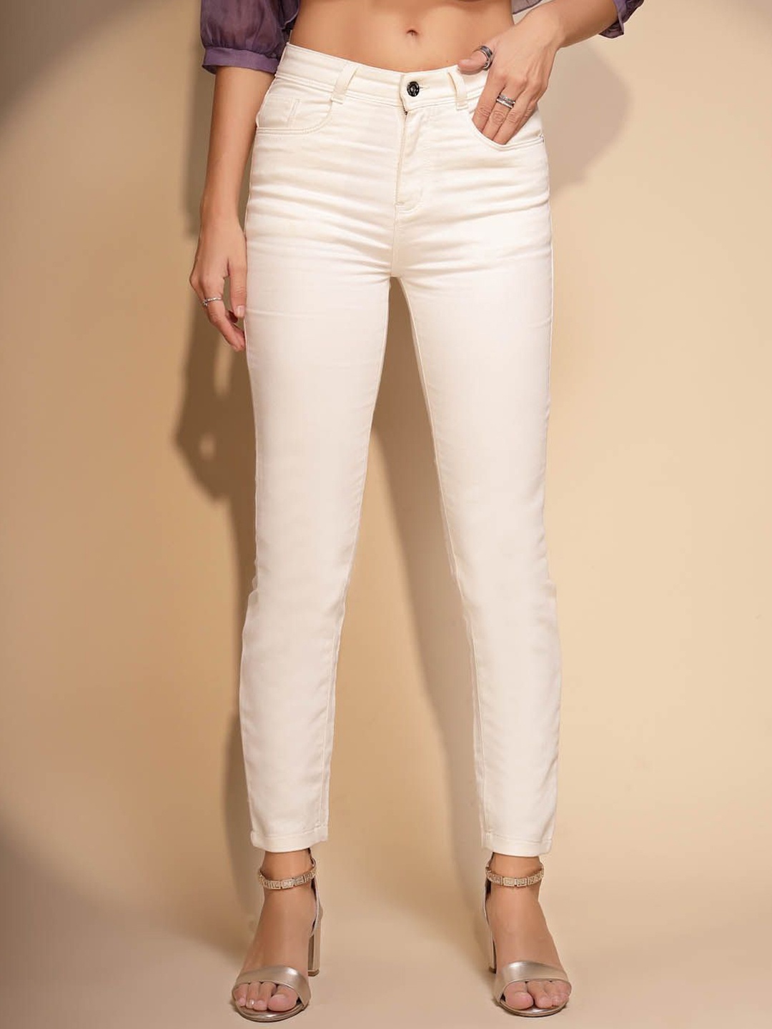 

Global Republic Women Comfort Slim Fit Cotton Stretchable Jeans, White