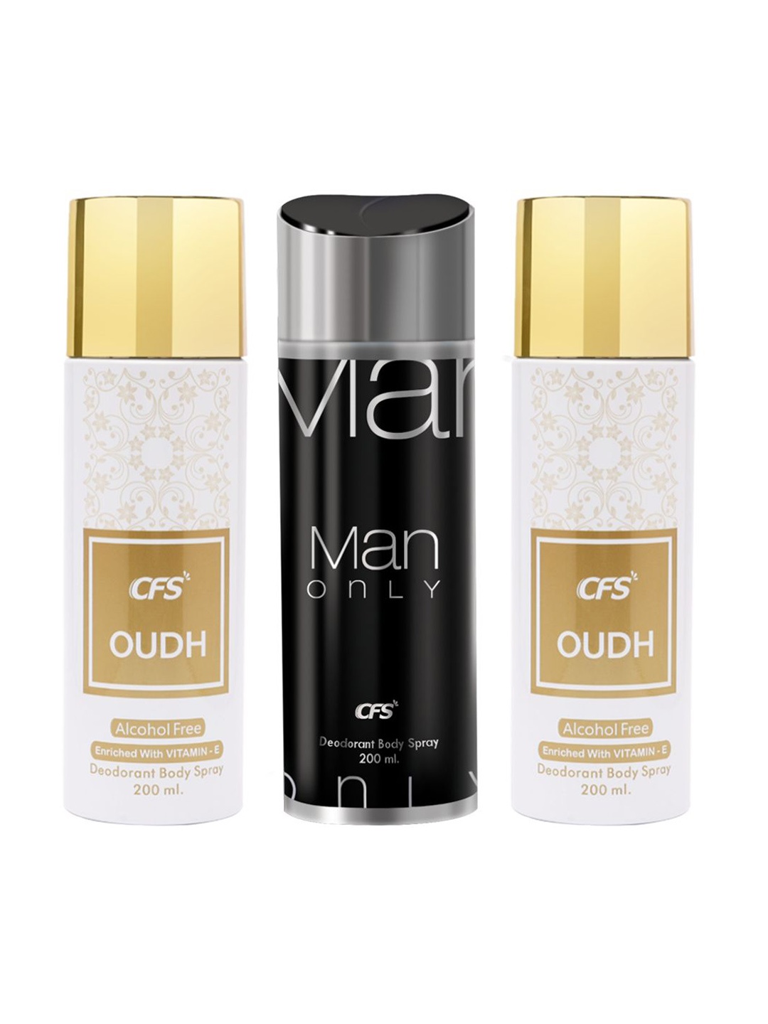 

CFS Set Of 3 Oudh & Man Only Long Lasting Deodorant Body Spray - 200ml Each, White