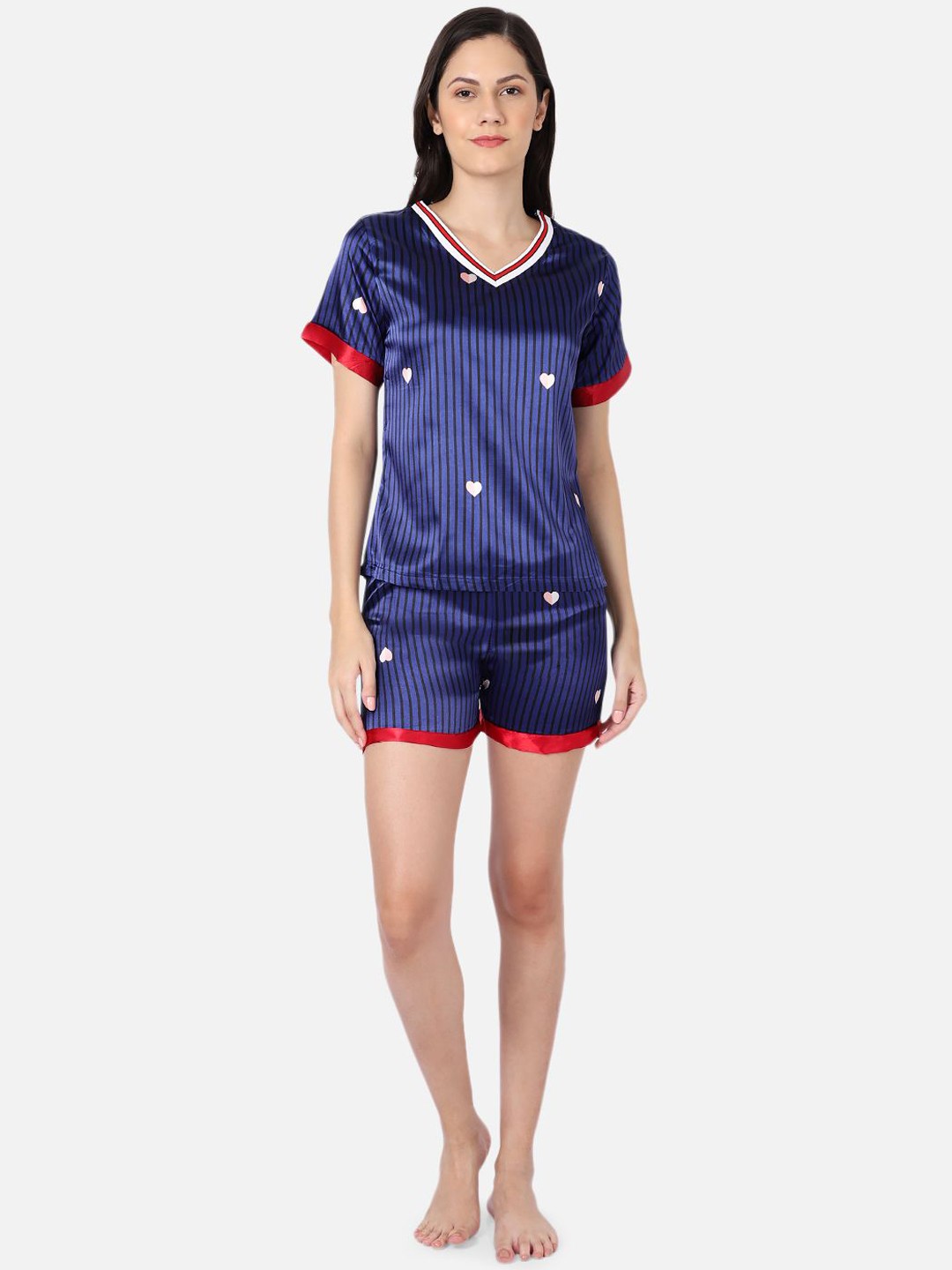 

GRACIT Women Printed Night suit, Navy blue