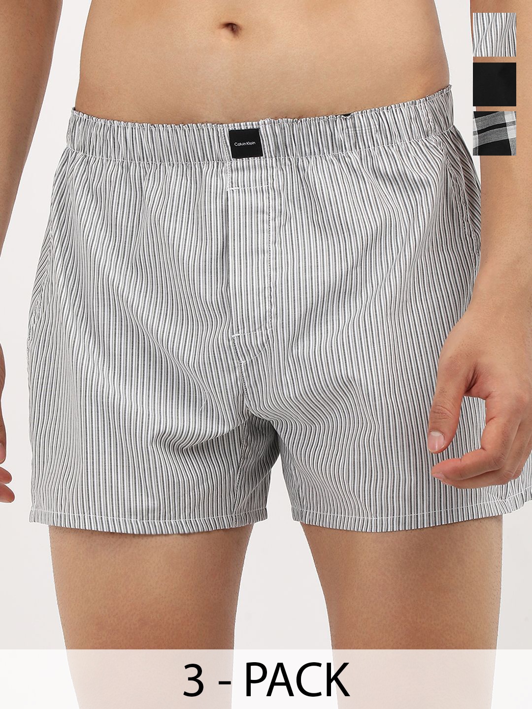 

Calvin Klein Underwear Pack Of 3 Printed Mid Rise Boxers-NB4006BMS, Black