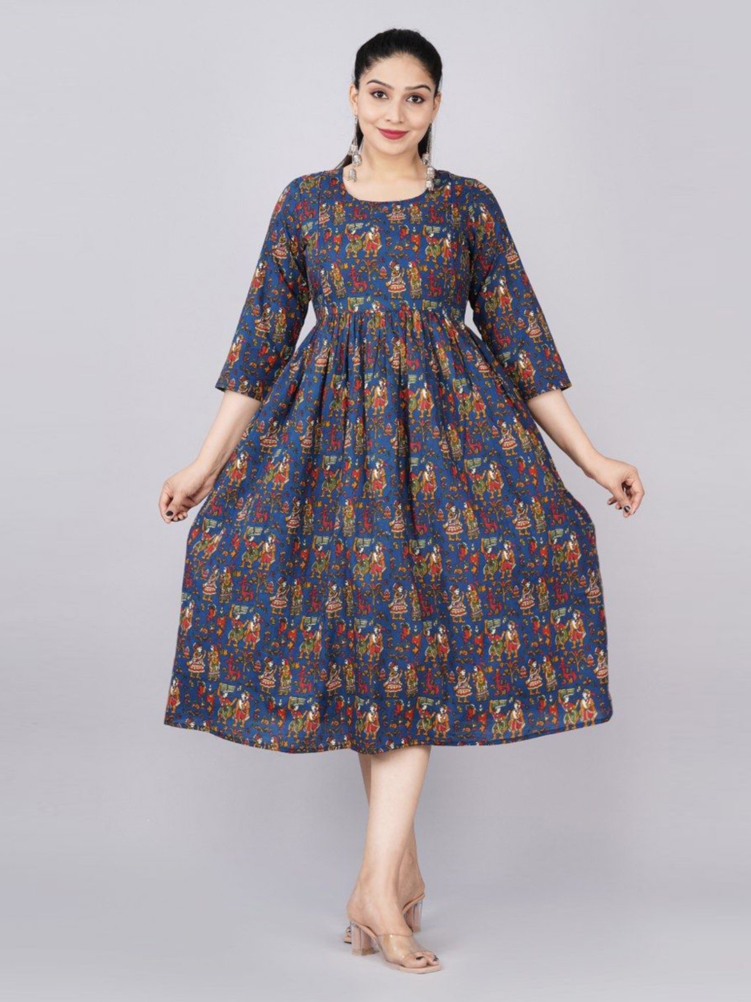 

TANISHA Floral Print Maternity Empire Midi Dress, Blue