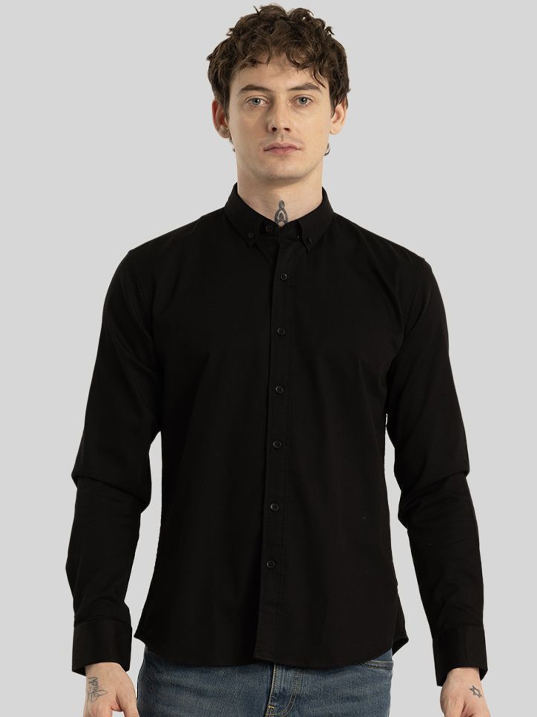 

Snitch Men Smart Slim Fit Opaque Casual Shirt, Black