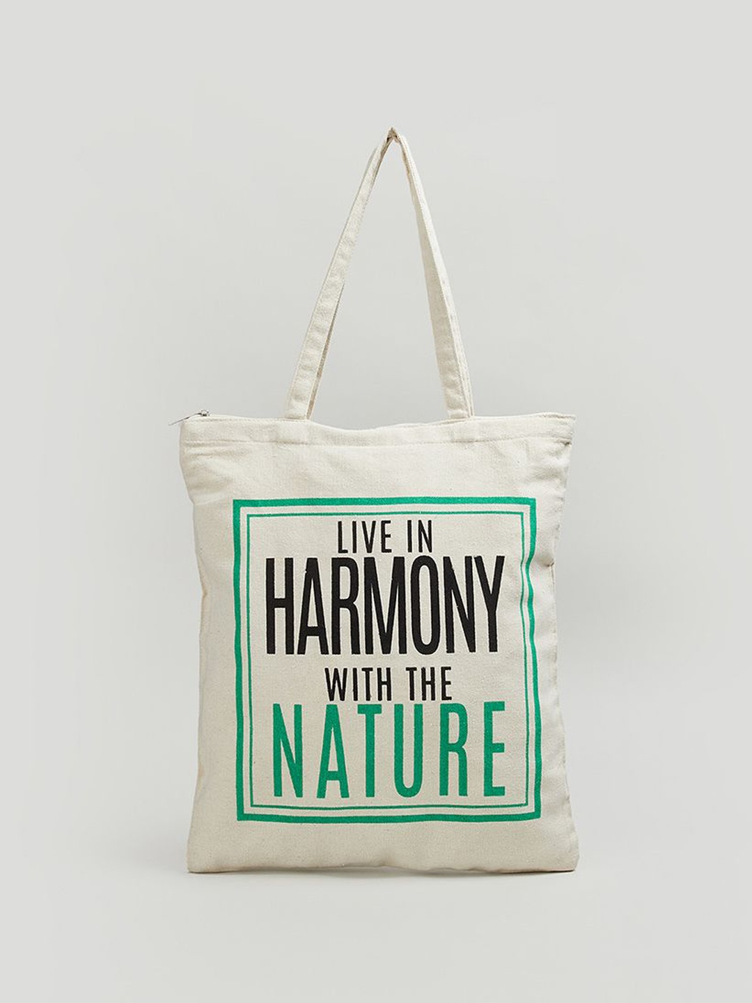 

max Printed Shopper Tote Bag with Applique, White
