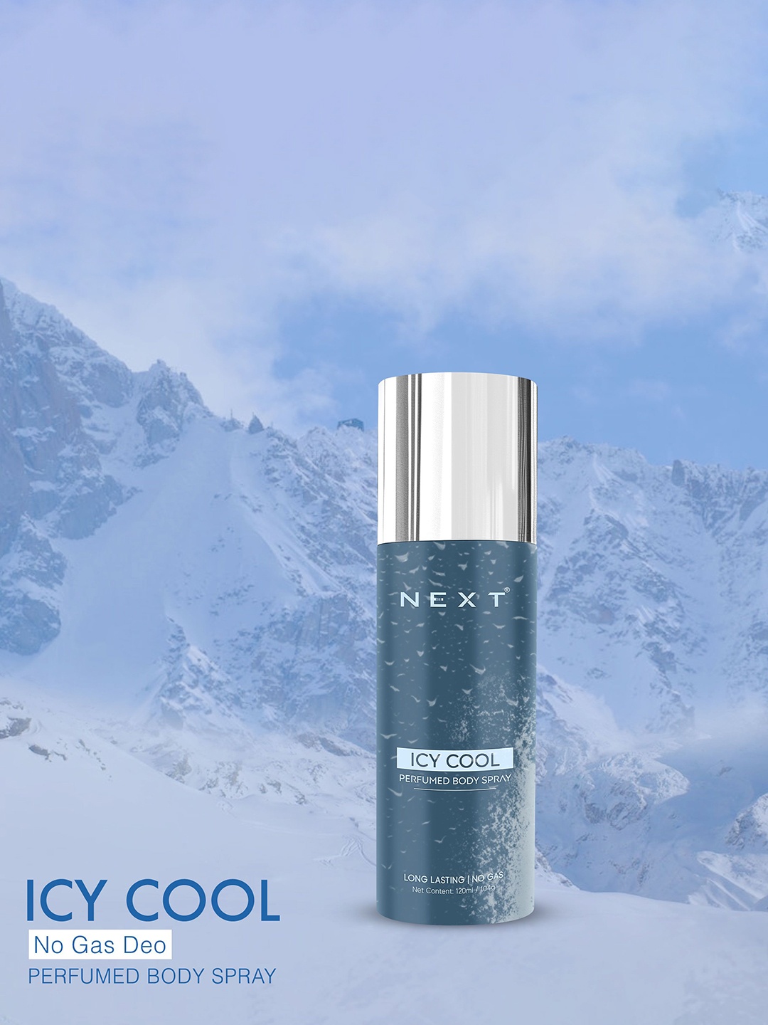 

NEXT CARE Icy Cool Long Lasting No Gas Perfumed Body Spray - 120ml, Blue