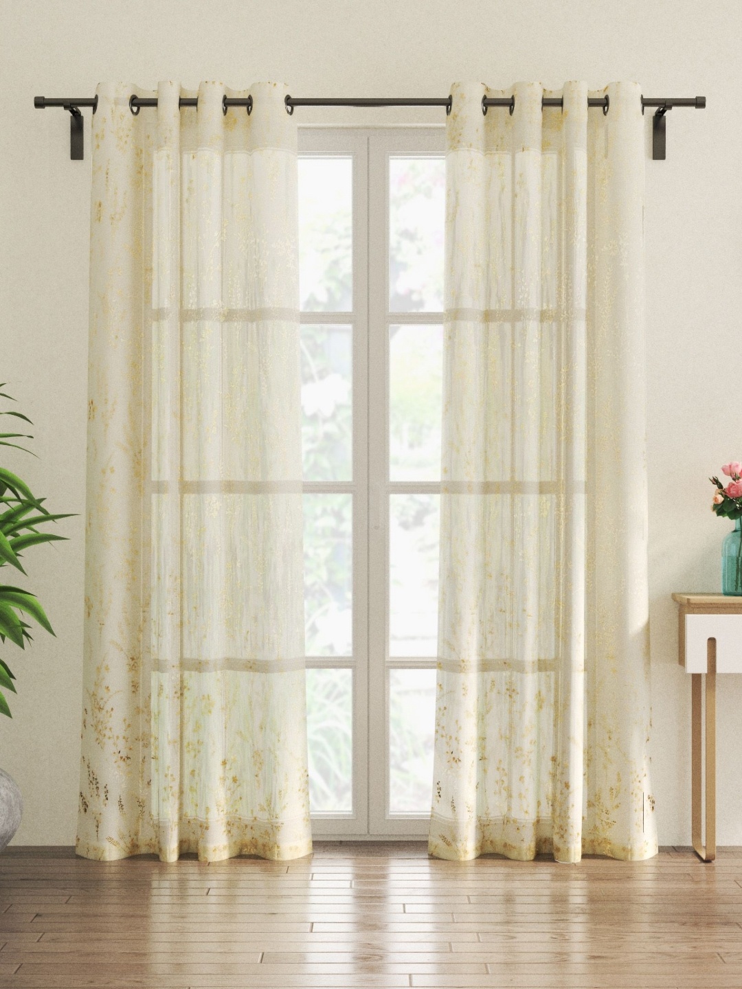 

Home Centre Off White Set of 2 Sheer Door Curtain