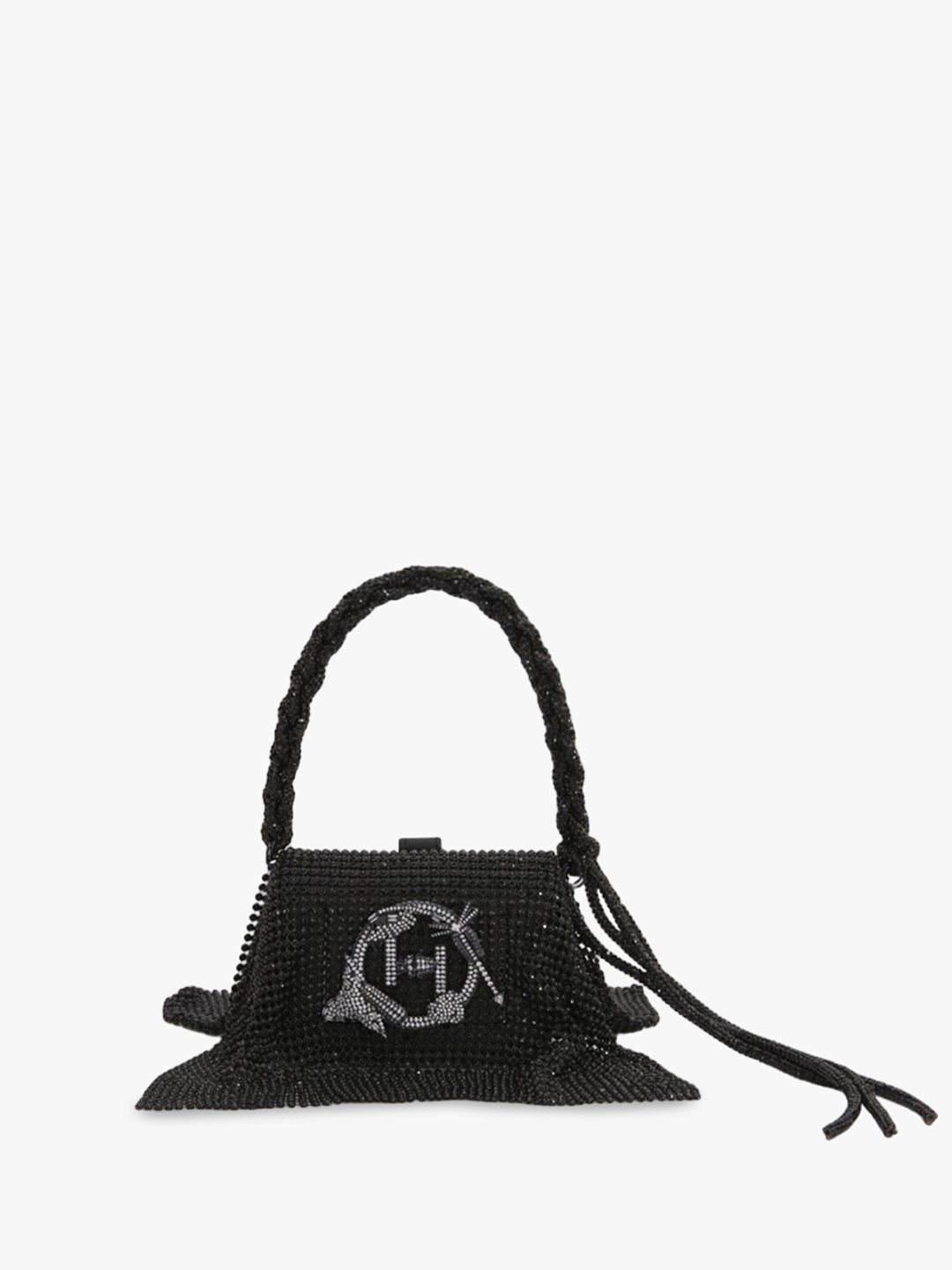

Outhouse Leather Structured Tote Bag with Fringed, Black