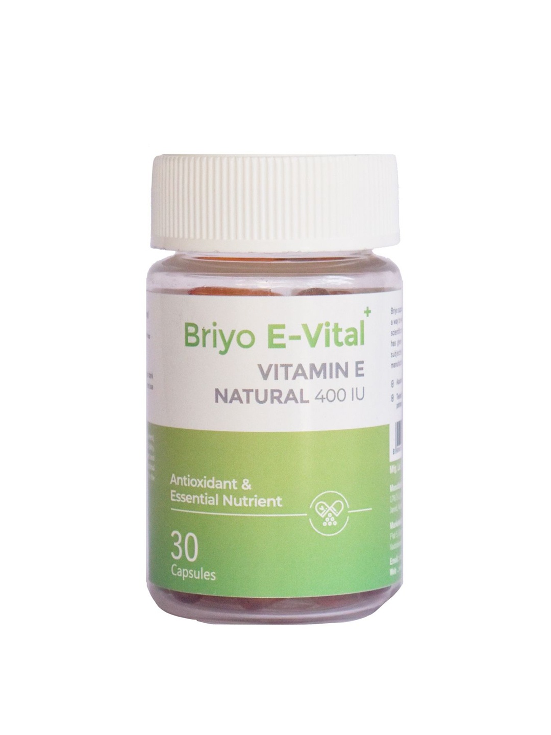 

BRIYO E-Vital Vitamin E 400 IU-30 Capsules, Transparent