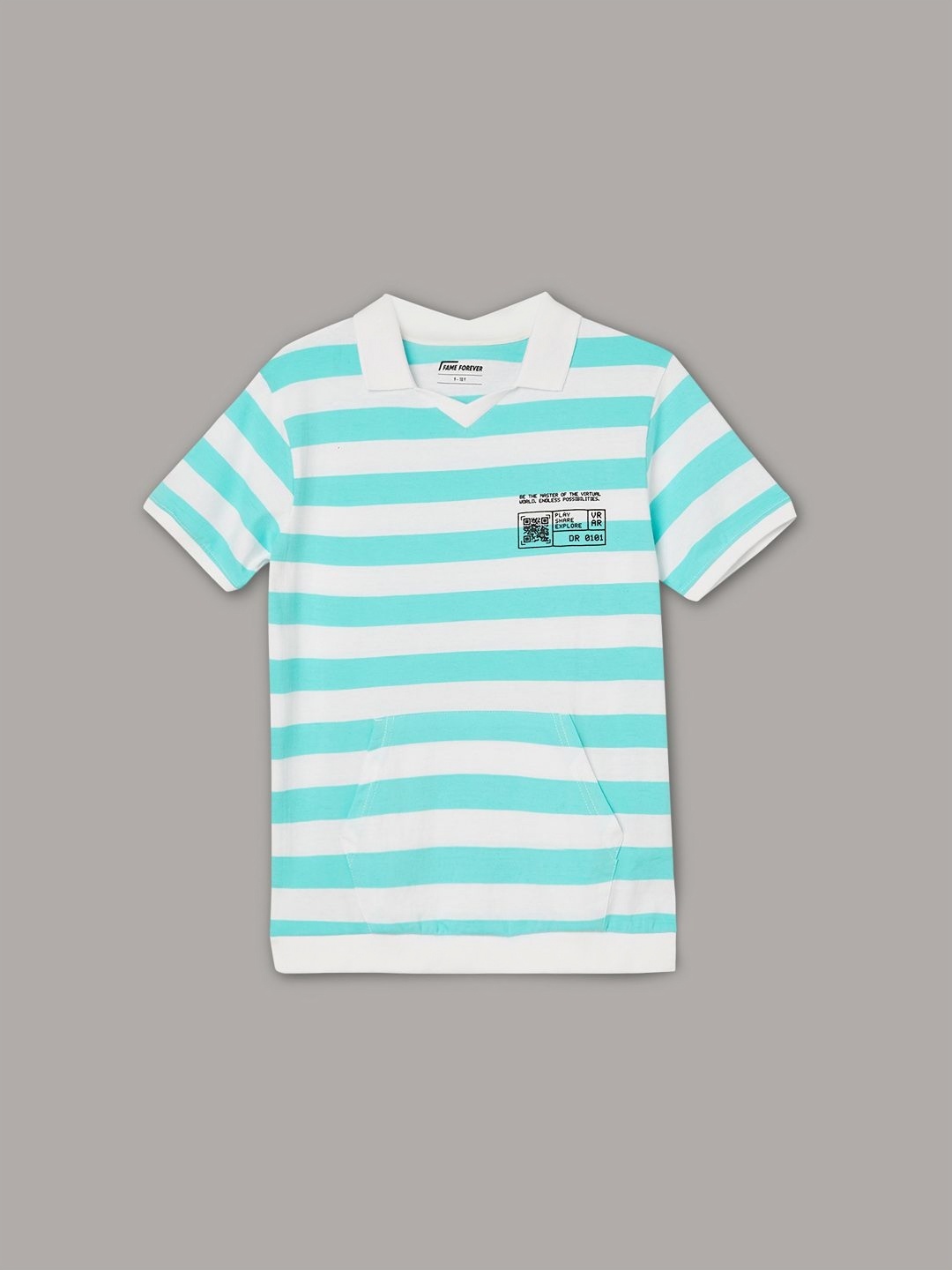 

Fame Forever by Lifestyle Boys Striped Applique T-shirt, Blue