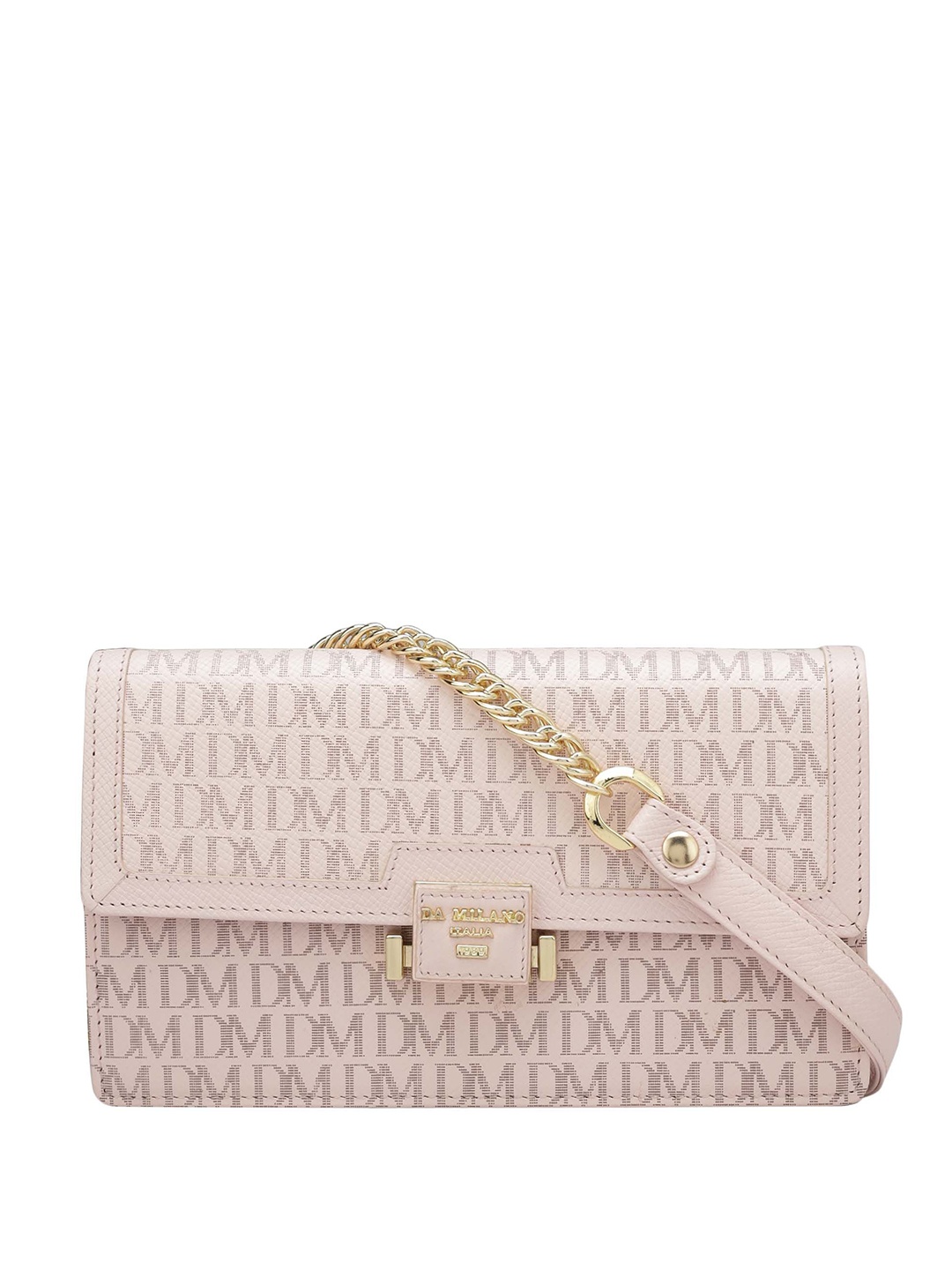 

Da Milano Women Typographic Leather Envelope, Pink